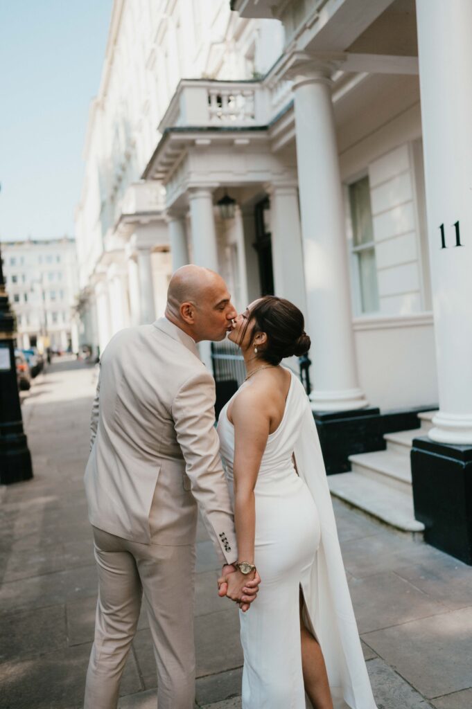 Close up photo of the bride sipping her coffee.
