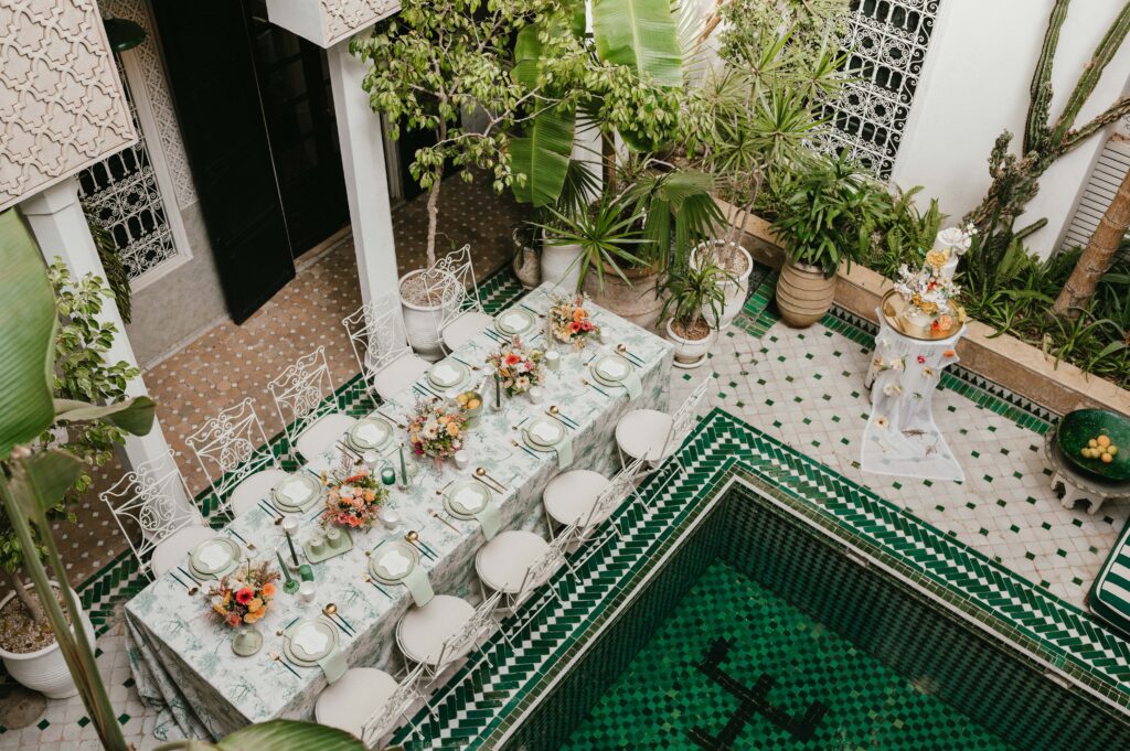 Celebrate your elopement at Riad Yasmine in Marrakech, with every moment artfully documented by a Marrakech wedding photographer and expertly planned by La Perle Marrakech.